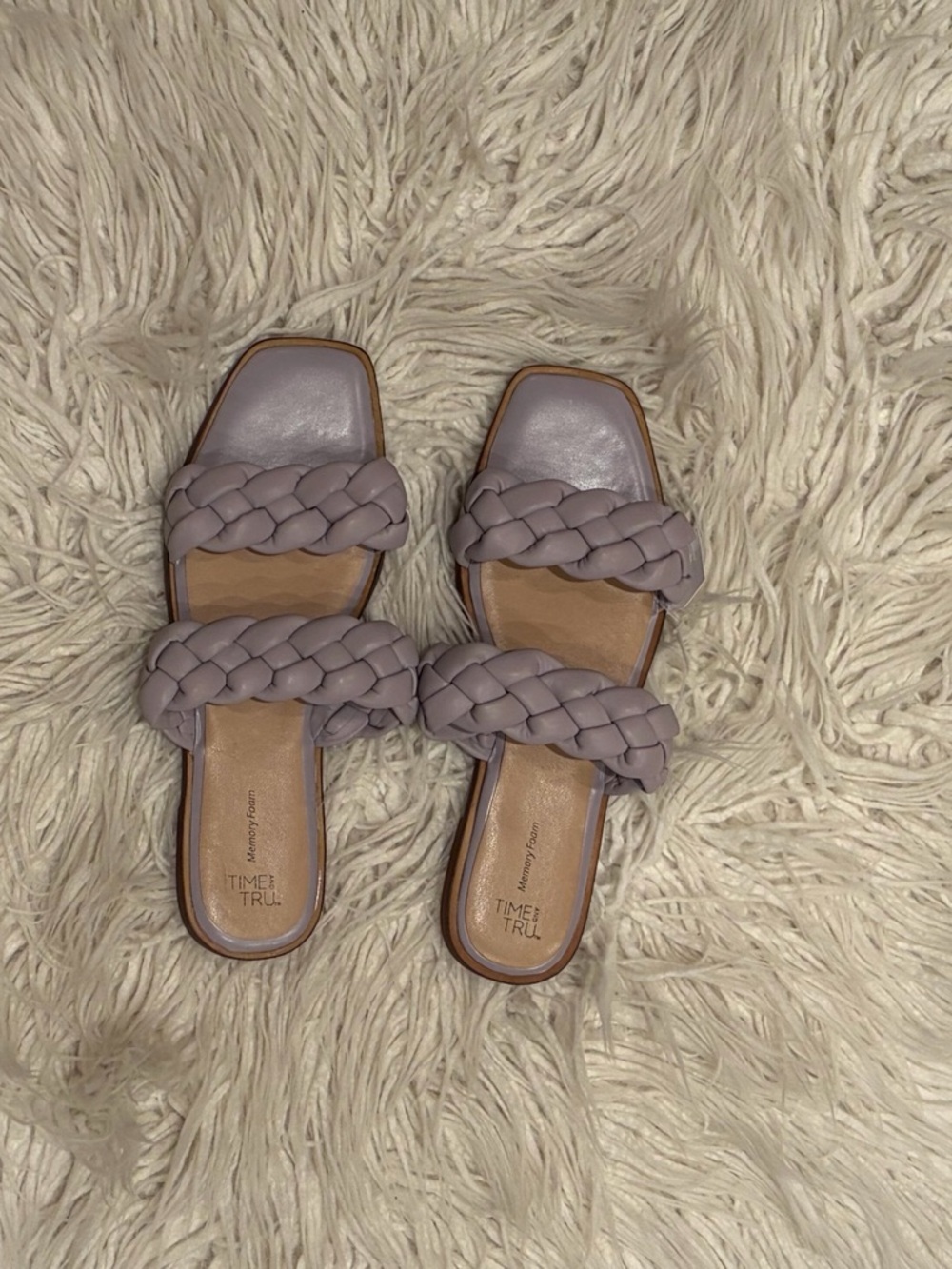 Time and Tru Braided Double-Strap Slide Sandals in Lavender